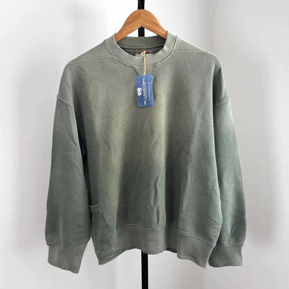 Dr. Collector's Relax French Terry Sunfaded Olive Army Sweatshirt S NEW Crewneck